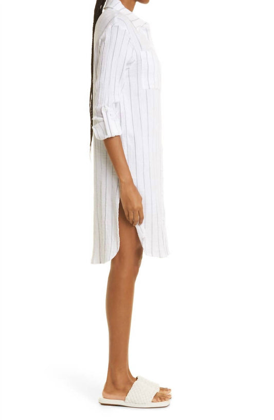 Pinstripe Gauze Shirtdress
