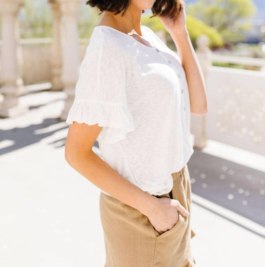 Ruffled Sleeve Button Down Shirt