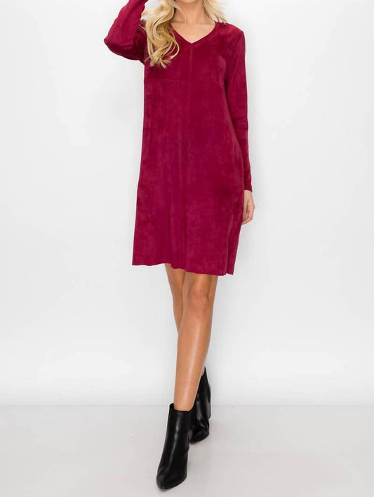 Joh - Aurora Stretch V-Neck Suede Dress