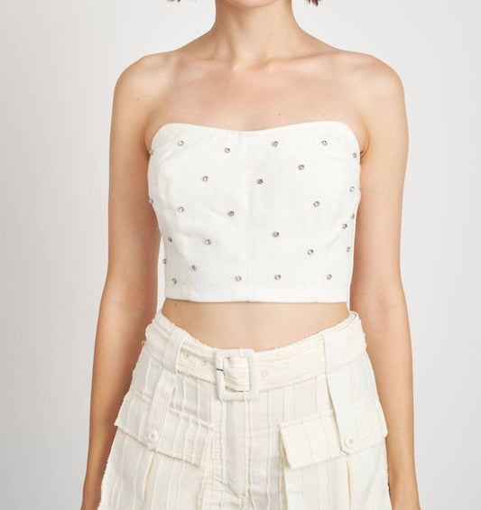 En Saison - Jewel Denim Strapless Top