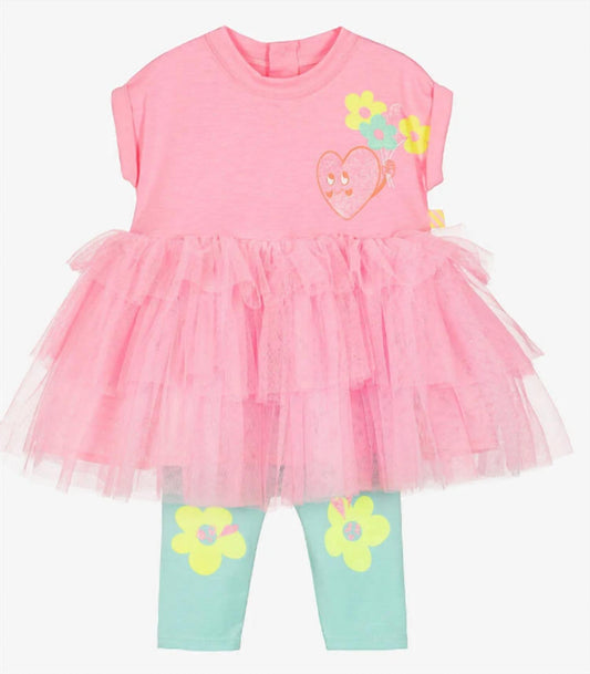 Billieblush - Baby Jersey Tulle Dress & Legging Set