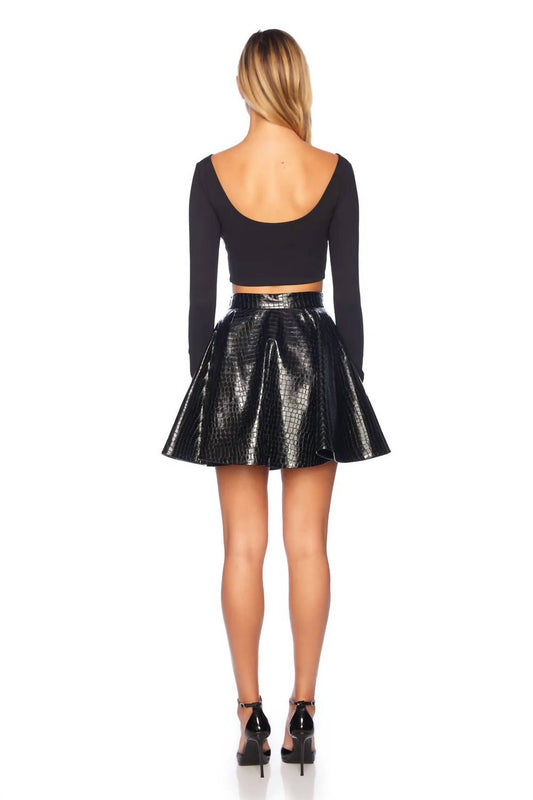 Susana Monaco - Croc Embossed Faux Leather Mini Skirt
