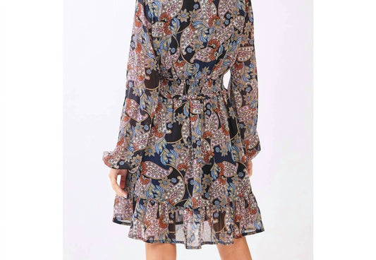 Mittoshop - BOHO PAISLEY PRINT SMOCKED WAIST RUFFLE MINI DRESS