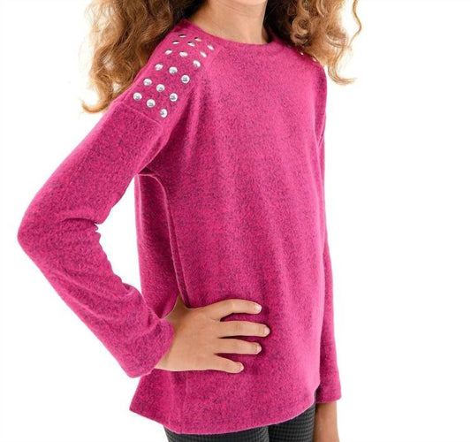 Mia - Girls Long Sleeve Studded Sweater