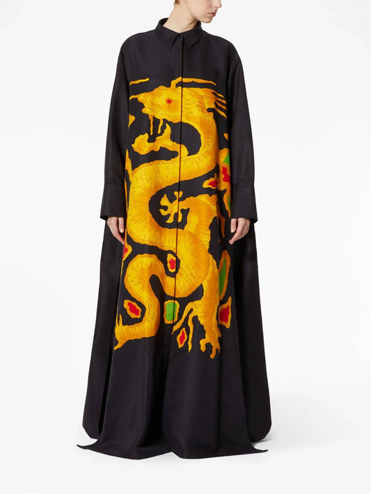 Valentino - Graphic Print Faille Shirt Dress