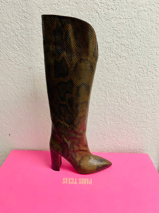 Paris Texas - Women's Python printed leather shaped knee boot