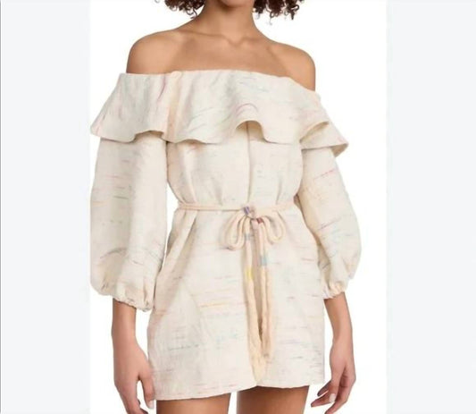 Something Navy - Ruffle Off Shoulder Romper