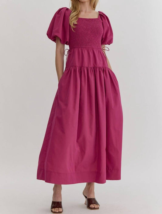 Entro - Puff Sleeve Maxi Dress