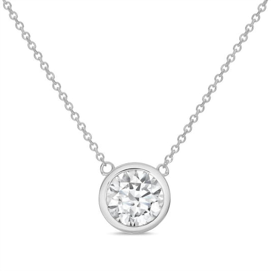 Diana M Jewels - Lab-grown Round-shaped Diamond Bezel Pendant Necklace - 7.00 Ct