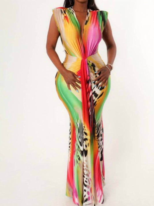 Cameo - Animal Print Long Mermaid Style Dress