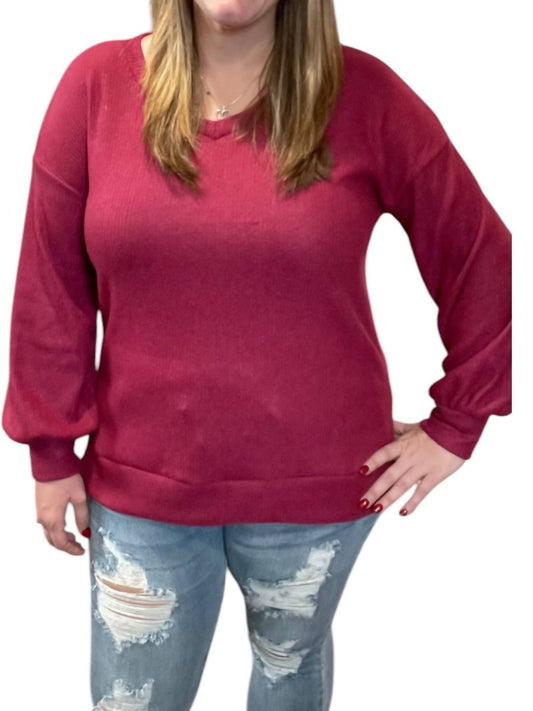 Honeyme - Fleece Ribbed Sweater