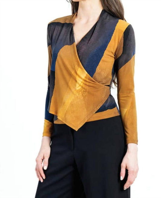 Watercolor Crossover Faux Wrap Top