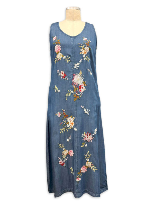 Paparazzi - Embroidered Denim Tencel Tank Dress