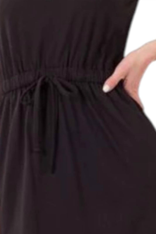 Zenana - Drawstring Waist Curved Hem Dress