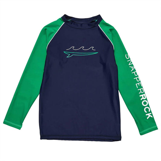 Snapper Rock - Navy Wave Long Sleeve Rash Top