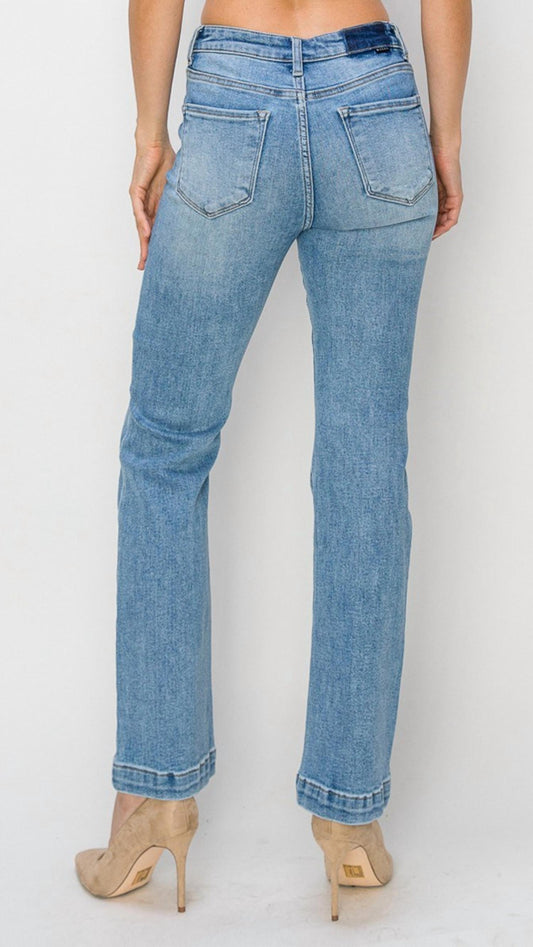 Risen - High Rise Patch Pocket Bootcut Jeans