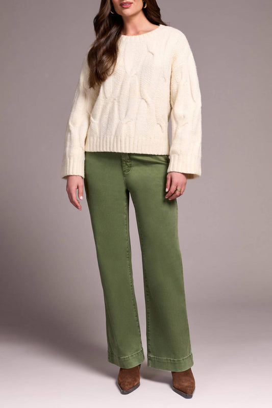 Tribal - Crew Neck Loose Fit Cable Sweater