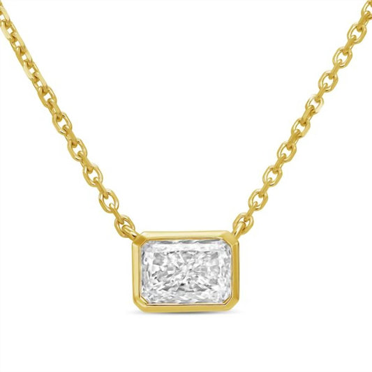 Diana M Jewels - Women's 6 Carat Lab-grown Diamond Radiant Bezel Necklace - Elegant