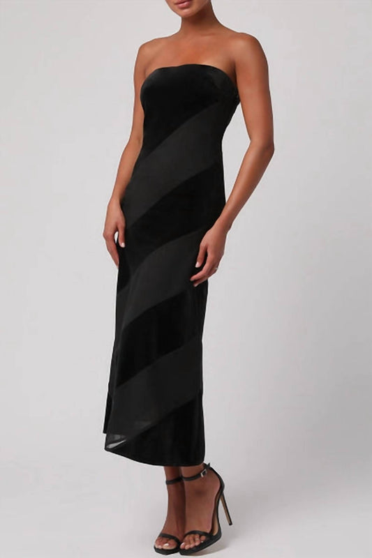 Lulus - Surrey Velvet Striped Dress