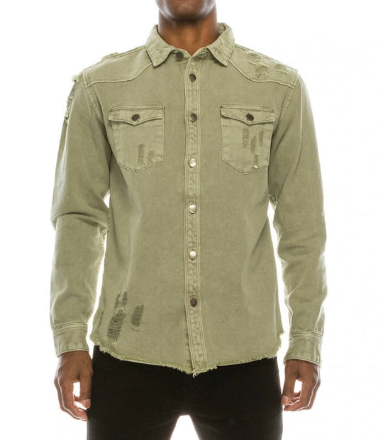 Victorious - Long Sleeve Button Up Denim Jean Shirt Jacket