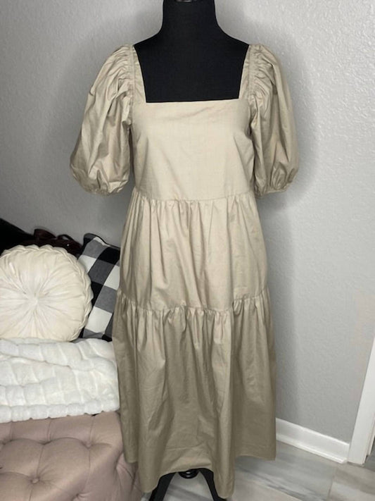 Moodie - Women's Puff Sleeve Midi Dress