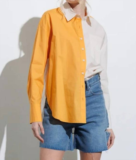 Orange Color Block button up