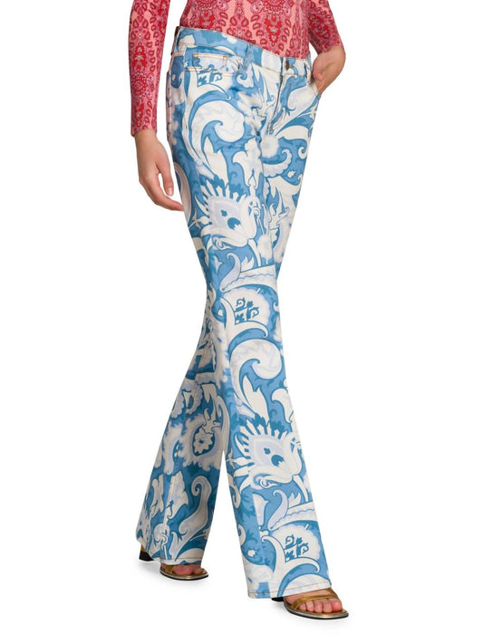 Etro - Printed Denim Straight-leg Jeans
