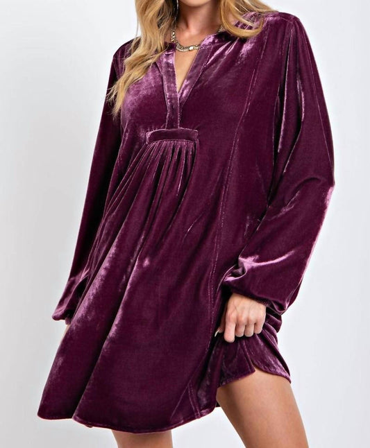 Easel - Rush Of Velvet Tunic Mini Dress