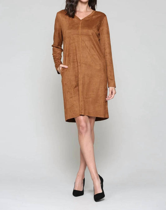 Joh - Short suede v-neck dress with pockets