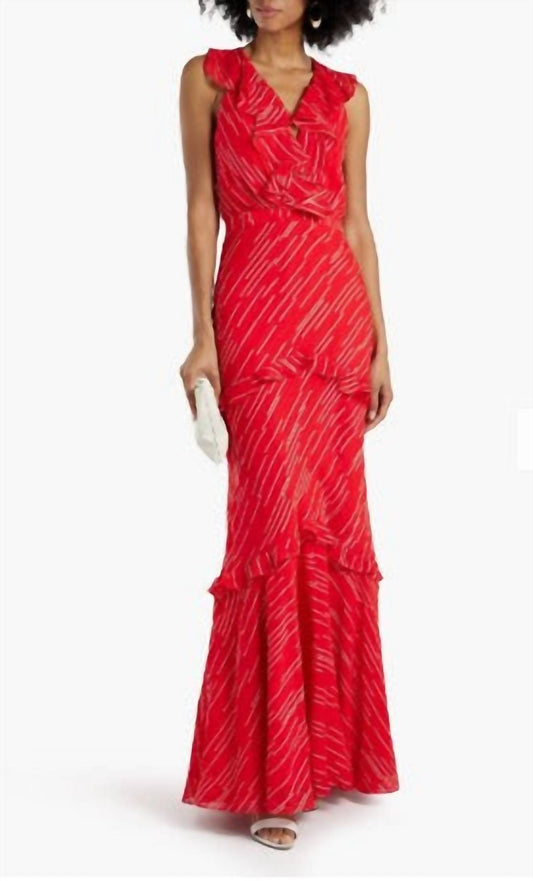 Saloni - Rita Ruffled Silk Blend Maxi Dress