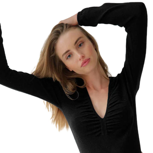Autumn Cashmere - Ruched Slim V Neck