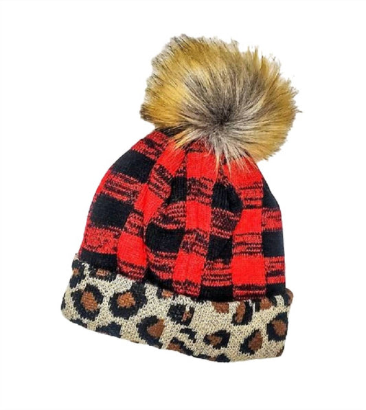 Panache - Kid's Buffalo Beanie with Leopard Trim