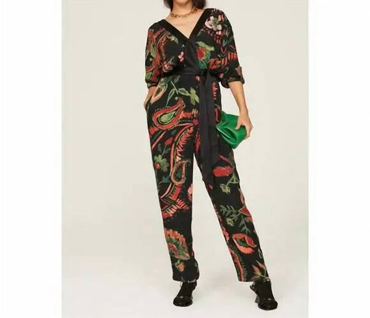 Something Navy - Printed V-neck Jumpsuit