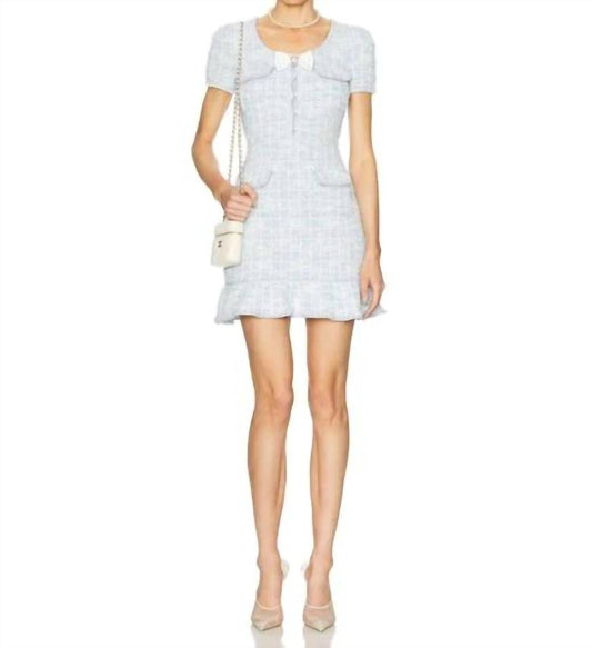 Self-Portrait - Blue Checked Knit Mini Dress