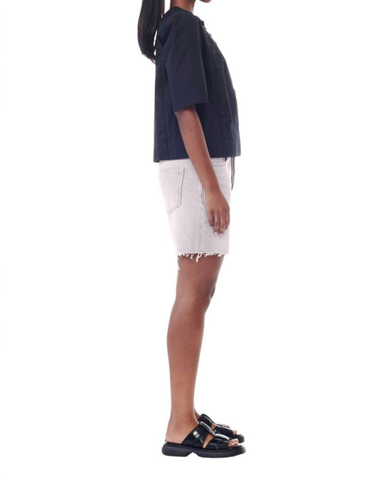 Ganni - Frayed Edge Cotton 5-Pocket Denim Shorts