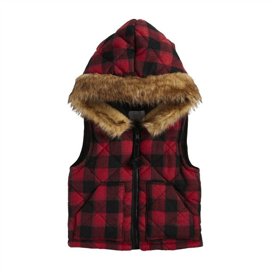 Mudpie - Baby Buffalo Plaid Hooded Vest