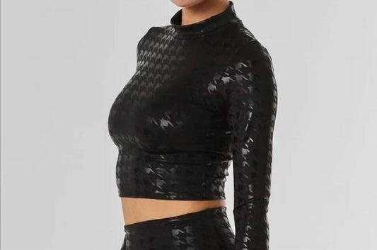 Noli - Houndstooth Tone Long Sleeve Top