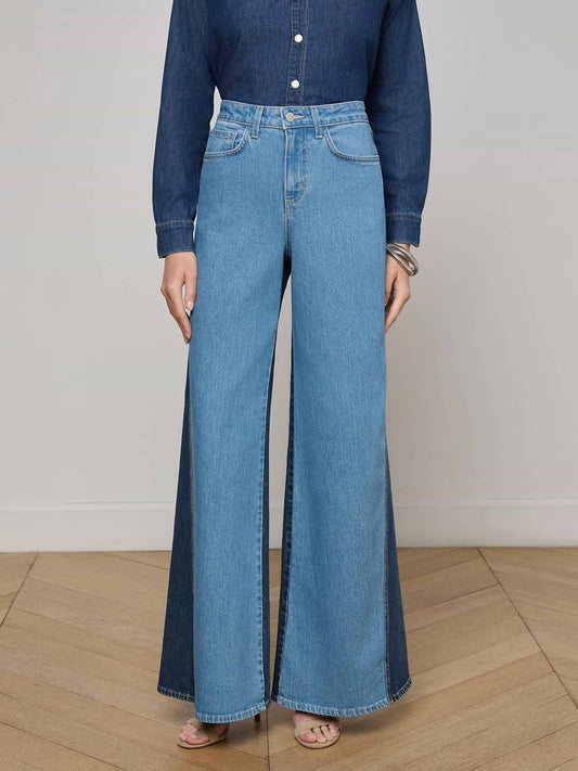 L'Agence - Beau High Rise Wide Leg Contrast Pants