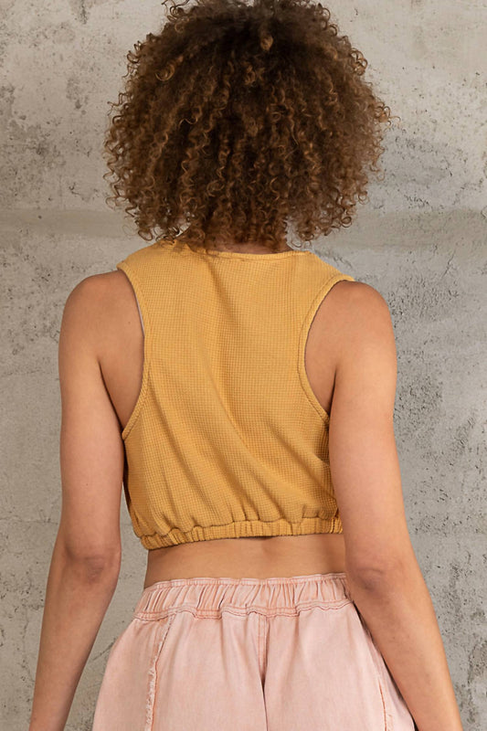 Pol - Sleeveless Waffle Crop Top
