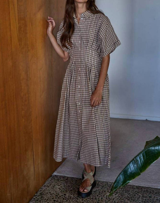 By Together - Gingham Button Down Flare Maxi Dress