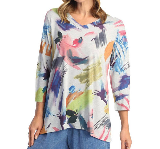 Jess & Jane - Women's Vernet V Neck High Low Tunic Top