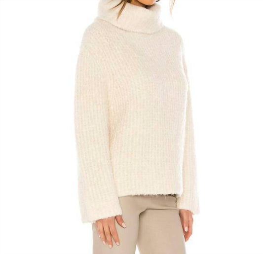 Theory - Fold Over Neck Boucle Knit Cowl Neck Sweater