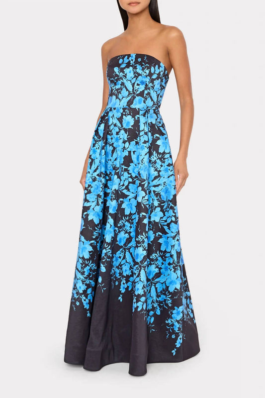 Milly - Winona Flower Strapless Maxi Dress