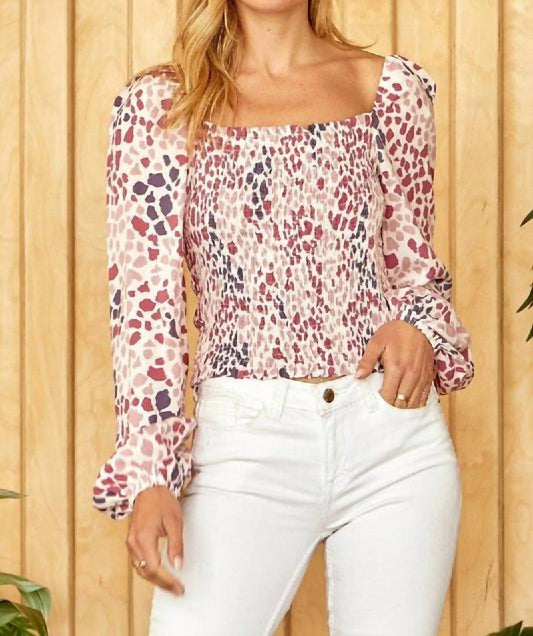 Andree By Unit - Emily Wonder Colorful Leopard Smocked Top