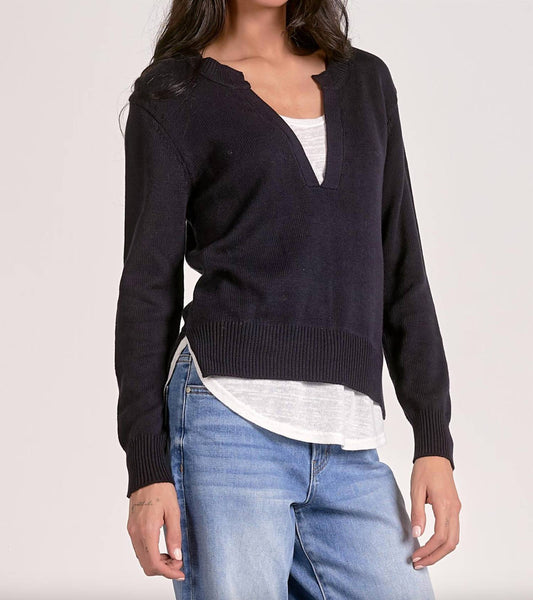 Elan - Angela V-neck Layered Sweater