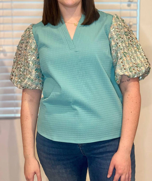 Coquette - Julia Sequin Sleeve Top