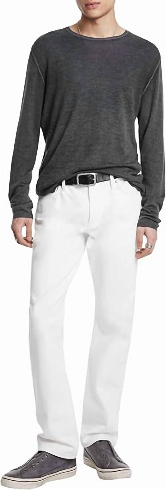 John Varvatos - Pete Long Sleeve Crew Reverse Print Sweater