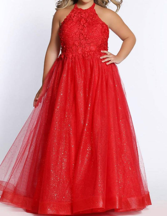 Sydney'S Closet - Plus Halter A Line Gown