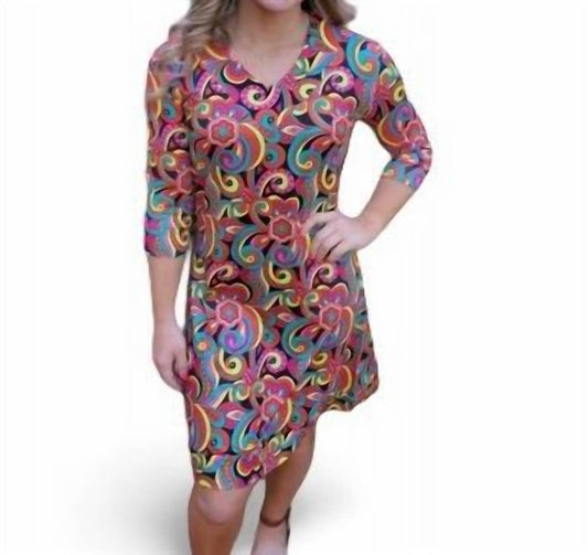 Erma’S Closet - FLORAL PRINT DRESS WITH V-NECK