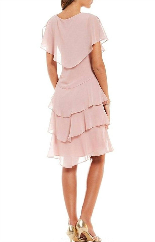 Slny - Georgette Tiered Capelet Dress